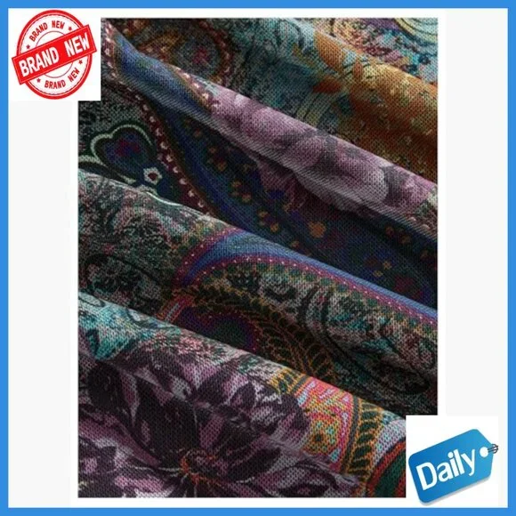 Plus Size Long Sleeve V Neck Mesh Mini Dress Boho Vintage Style - Picture 2 of 4